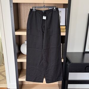 Club Monaco Black Wide-Leg Linen-Blend